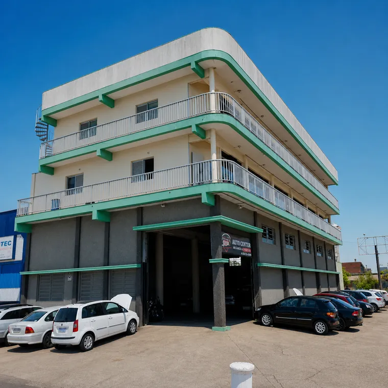 Fachada do prédio dos apartamentos da Hospedagens Prime em Canoas/RS